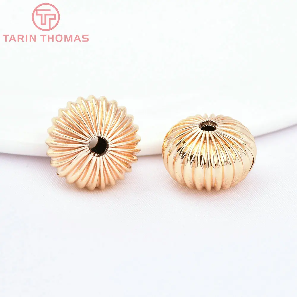 (7455) 6PCS 7x5MM 24K Gold Color Plated Brass Spacer Beads Bracelet Beads High Quality Diy Jewelry Accessories Wholesale