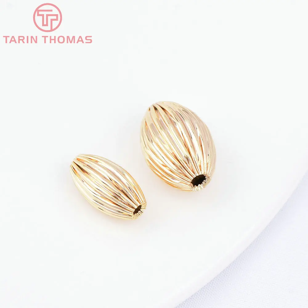 (7455) 6PCS 7x5MM 24K Gold Color Plated Brass Spacer Beads Bracelet Beads High Quality Diy Jewelry Accessories Wholesale