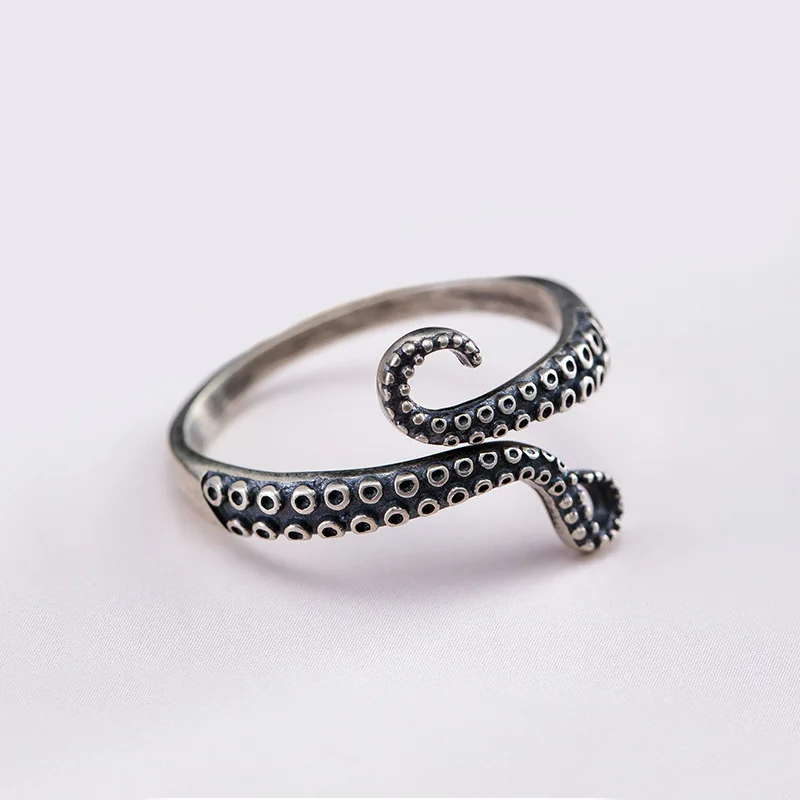New Style Vintage Octopus Design Thai Silver Female Party Rings Promotion Jewelry For Women Never Fade Cheap Gifts