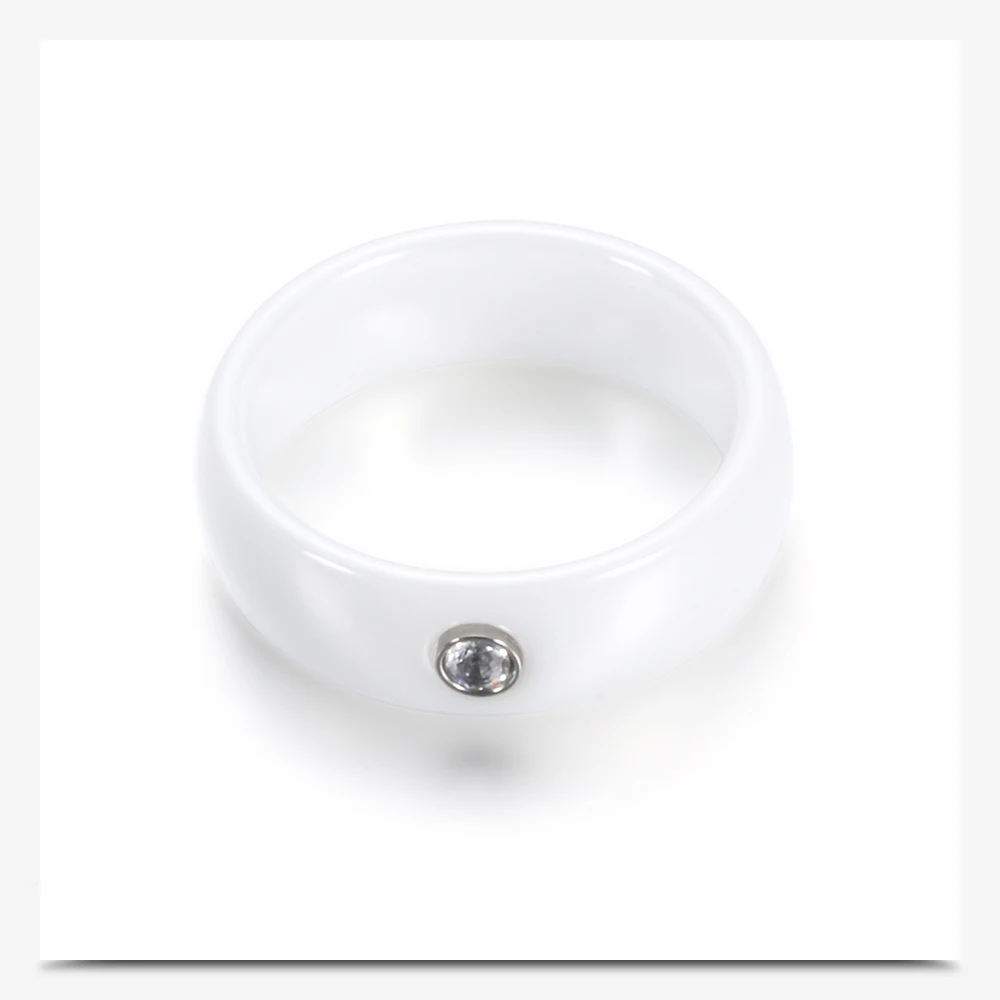 Fashion Men Women Black White Colorful Ring Ceramic Ring For Women With Crystal Wedding Band Ring Width 6mm Size 6-10