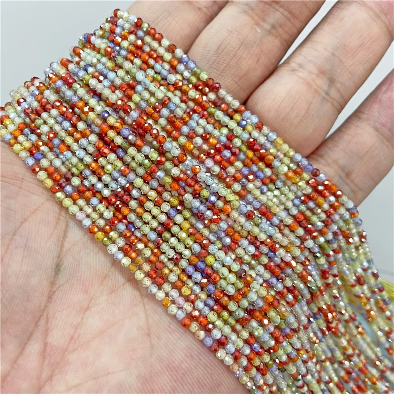 Small 2 3 4 MM Natural Faceted Zircon Stone Beads For Making Bracelet Necklace Ring Waist chain Accessries DIY Shine Jewelry