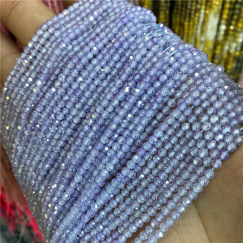 Small 2 3 4 MM Natural Faceted Zircon Stone Beads For Making Bracelet Necklace Ring Waist chain Accessries DIY Shine Jewelry