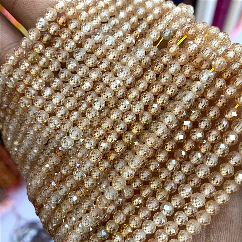 Small 2 3 4 MM Natural Faceted Zircon Stone Beads For Making Bracelet Necklace Ring Waist chain Accessries DIY Shine Jewelry