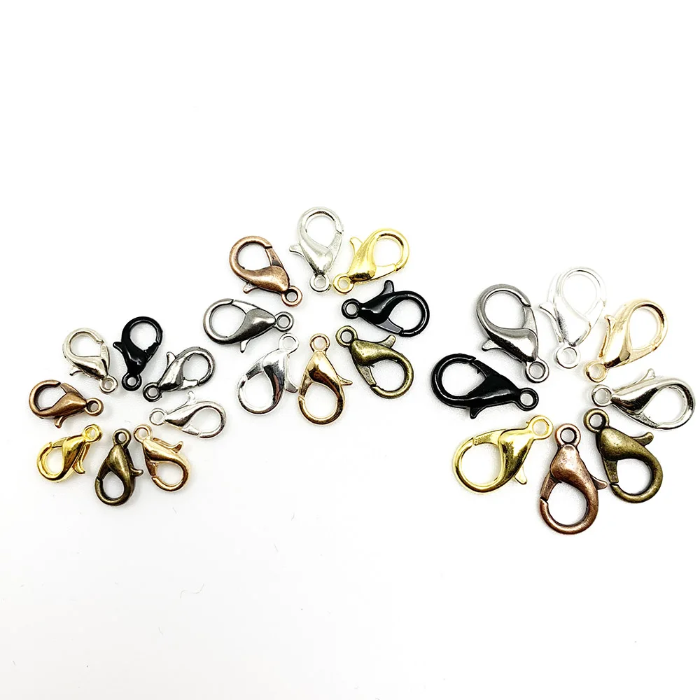 10pcs/lot 12x33mm Rotating Dog Buckle Gold Rhodium Metal Lobster Clasps Hooks For DIY Jewelry Making Key Ring Chain Accessories