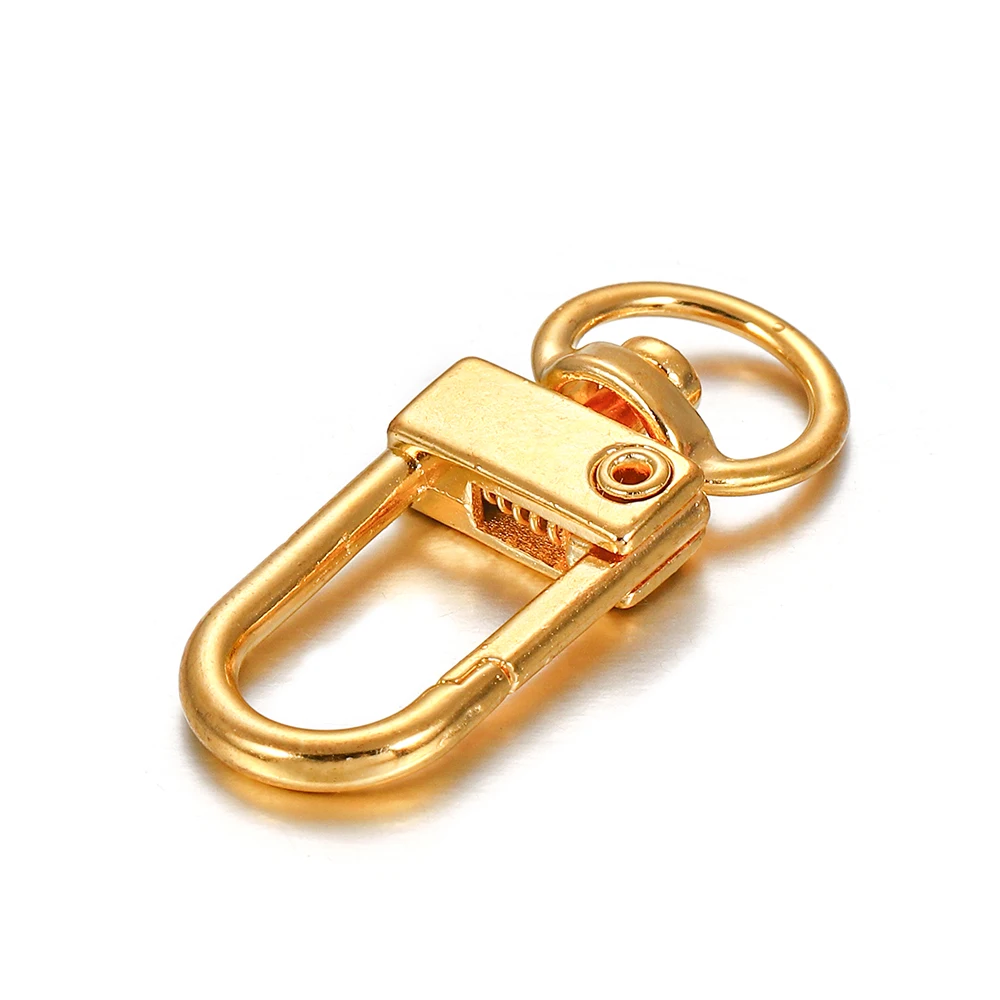10pcs/lot 12x33mm Rotating Dog Buckle Gold Rhodium Metal Lobster Clasps Hooks For DIY Jewelry Making Key Ring Chain Accessories