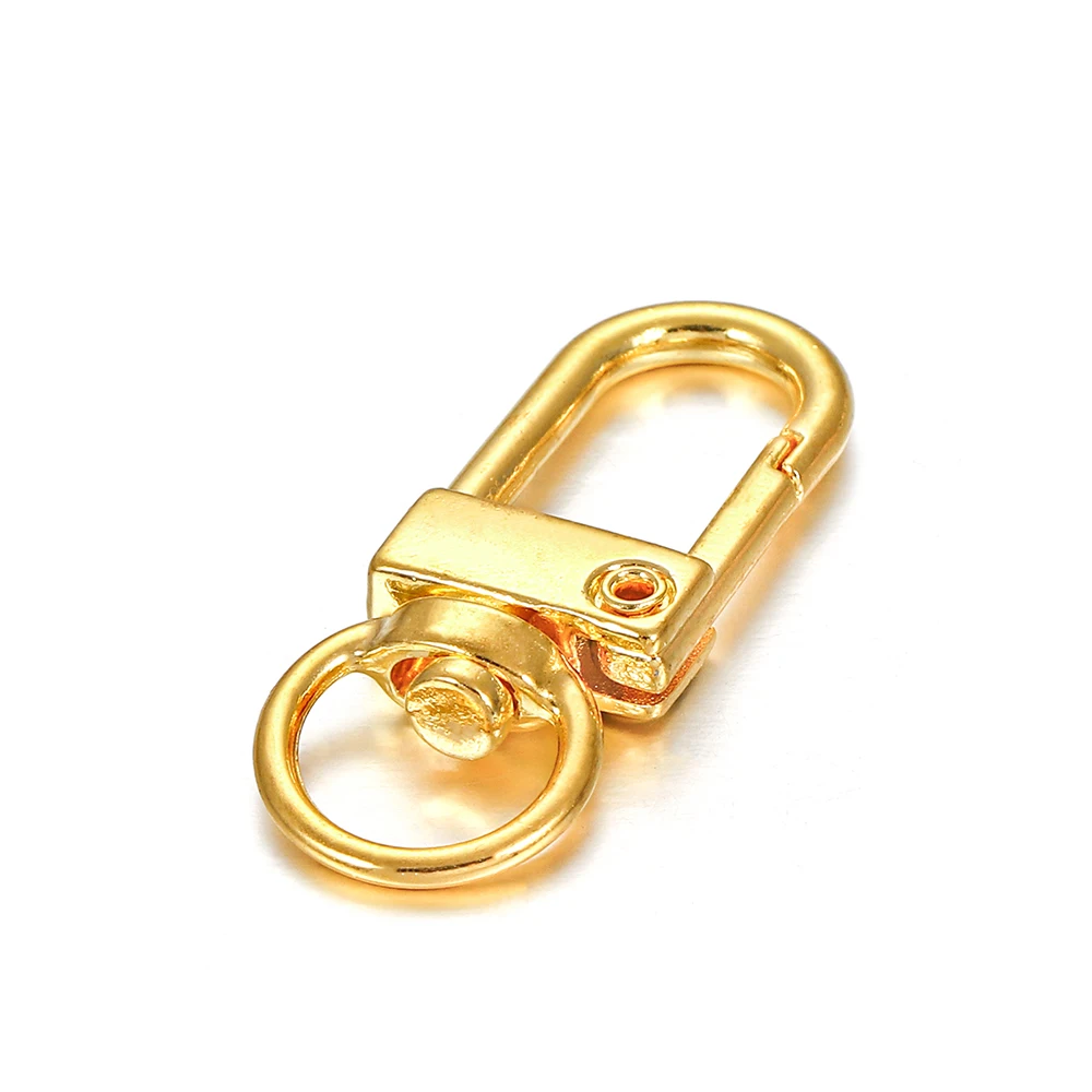 10pcs/lot 12x33mm Rotating Dog Buckle Gold Rhodium Metal Lobster Clasps Hooks For DIY Jewelry Making Key Ring Chain Accessories