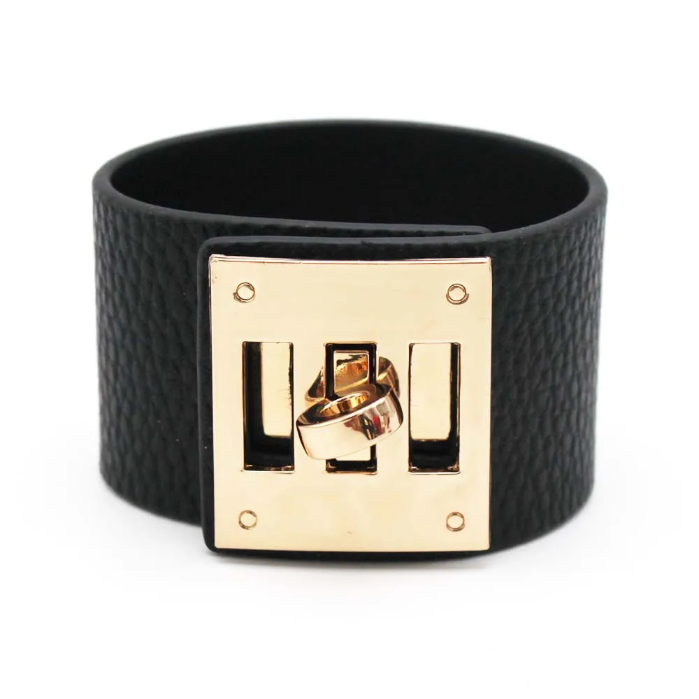 Fashion Vintage Wide Leather Cuff Bracelets & Bangles For Women Cuff Bracelet Statement Jewelry Valentines Gift