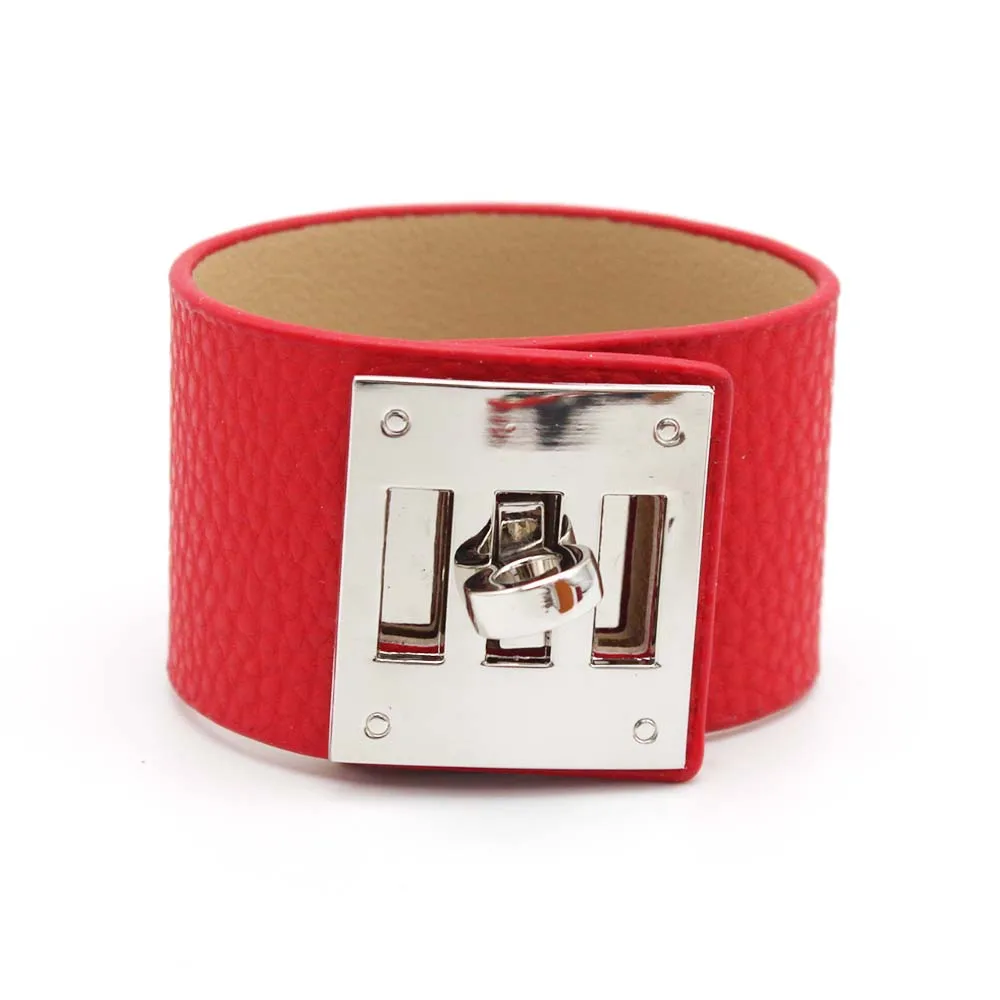 Fashion Vintage Wide Leather Cuff Bracelets & Bangles For Women Cuff Bracelet Statement Jewelry Valentines Gift