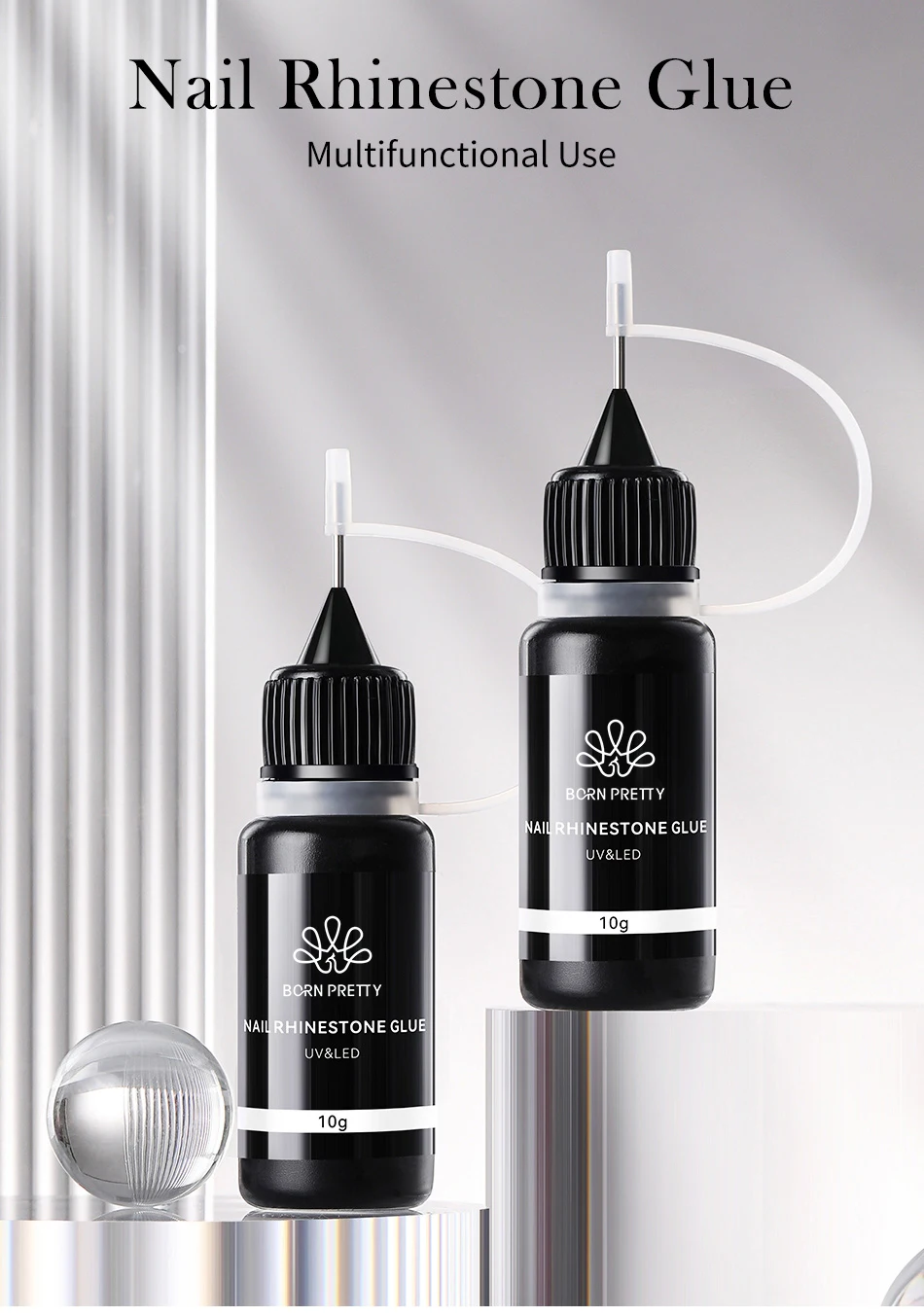 BORN PRETTY 10g Nail Rhinestone Adhesive Glue For Stick The Drill Tranparent Nail Glue Soak Off UV LED Nail Art Gel Varnish