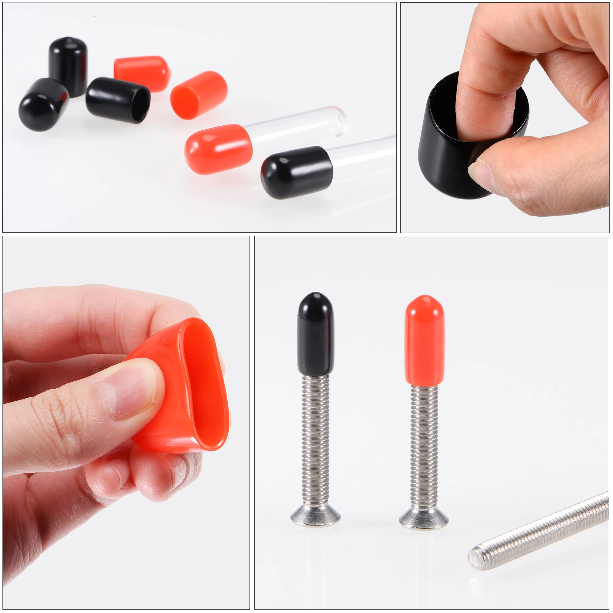 15/20/25pcs 10-28mm Rubber End Cap 20-30mm Height Vinyl Round End Caps Cover Screw Thread Protector Black/Red Rubber Bolt Covers
