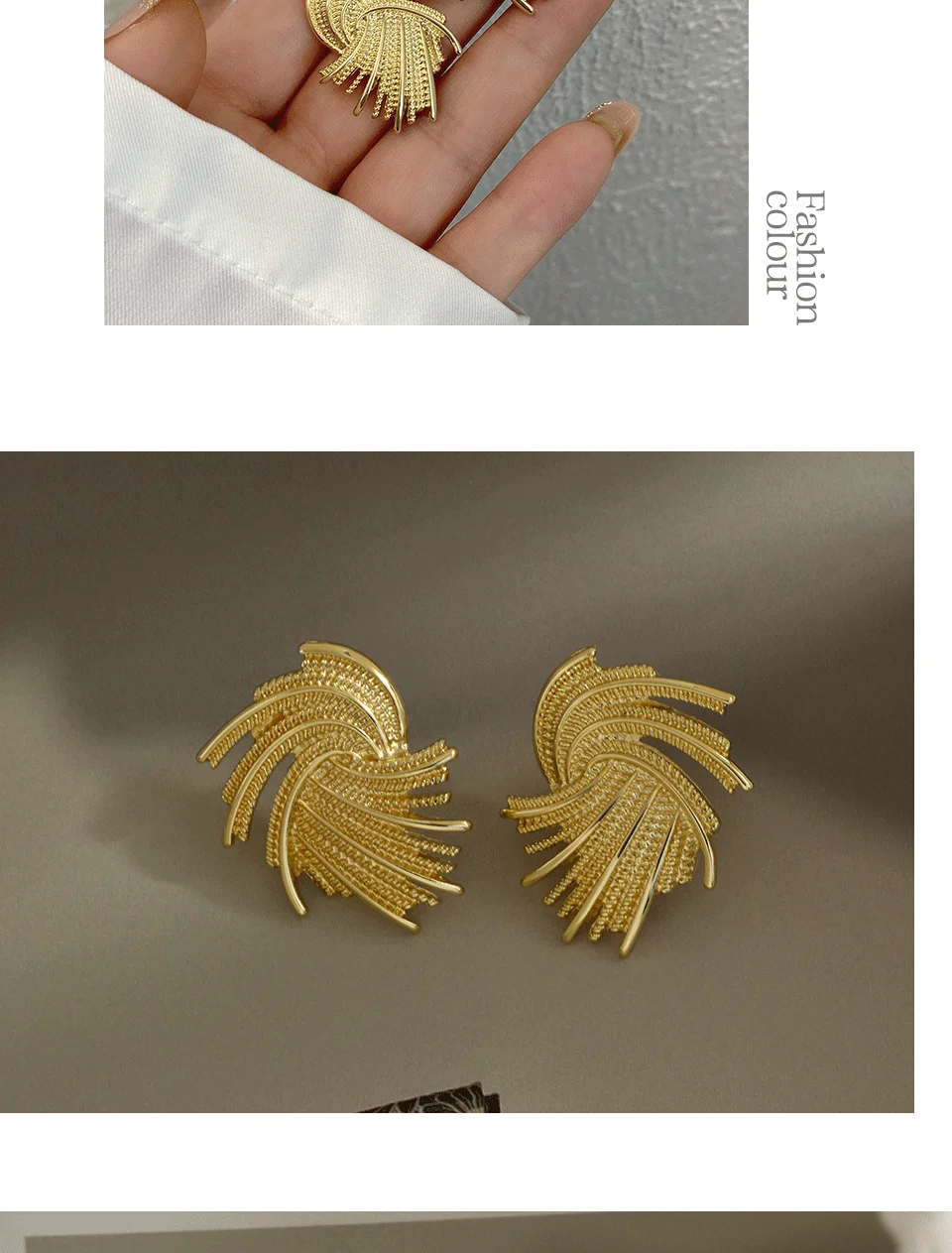AENSOA Punk Irregular Metal Twist Big Geometric Earrings Unique Gold Color Drop Earrings Women New Fashion Jewelry Brincos 2023