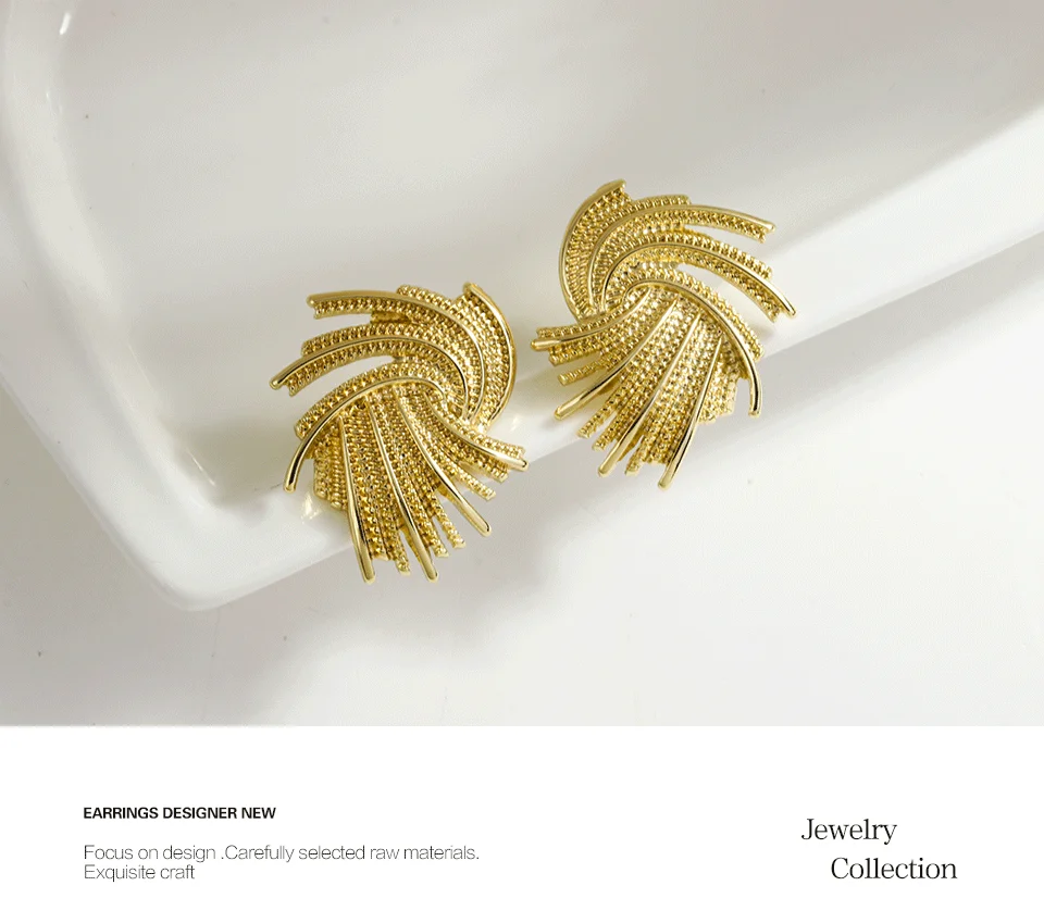 AENSOA Punk Irregular Metal Twist Big Geometric Earrings Unique Gold Color Drop Earrings Women New Fashion Jewelry Brincos 2023