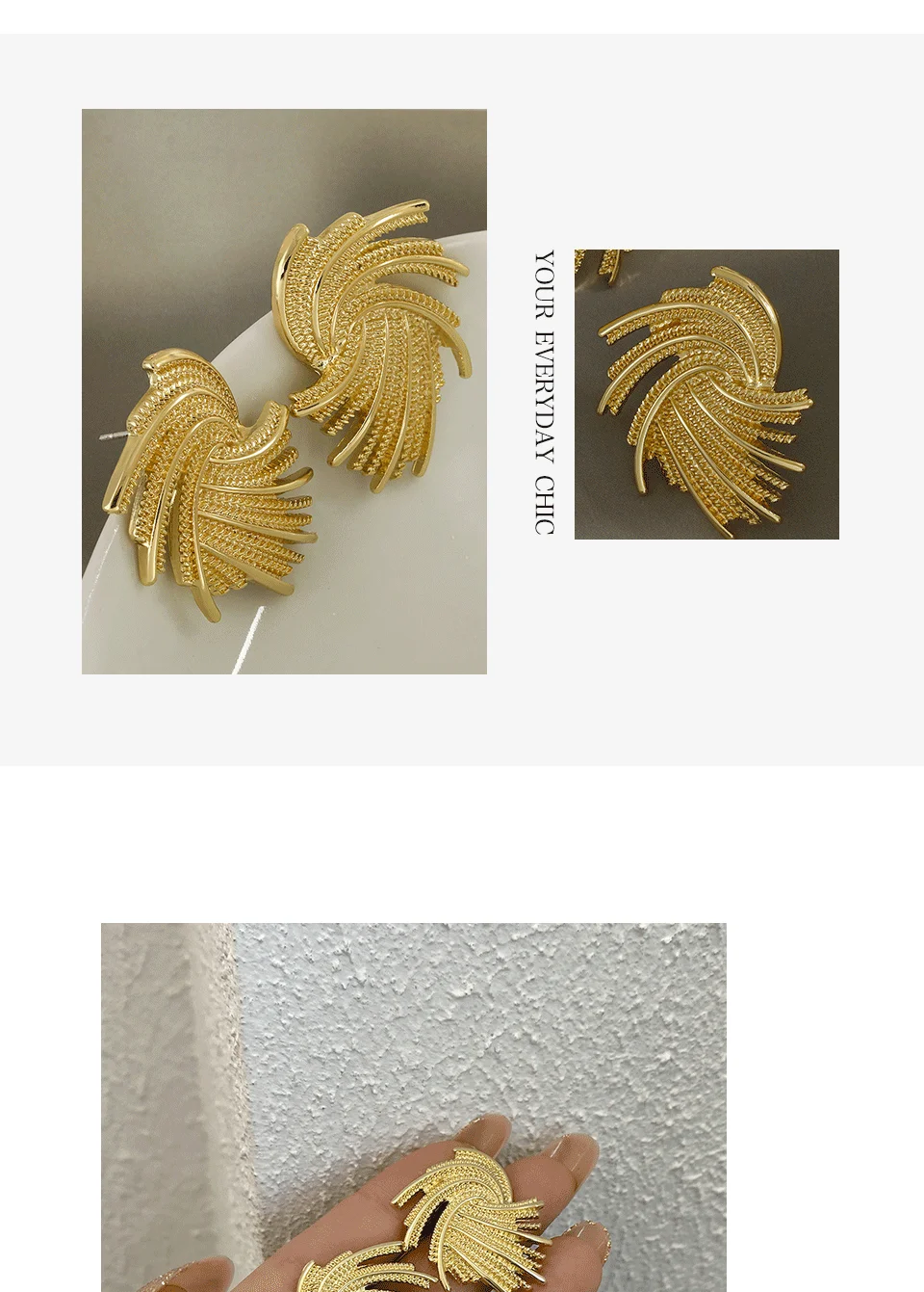 AENSOA Punk Irregular Metal Twist Big Geometric Earrings Unique Gold Color Drop Earrings Women New Fashion Jewelry Brincos 2023