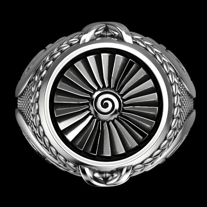 925 Sterling Silver Ring Punk Gear Men's 18K Gold Ring Party Wedding Glamour Jewelry Gift