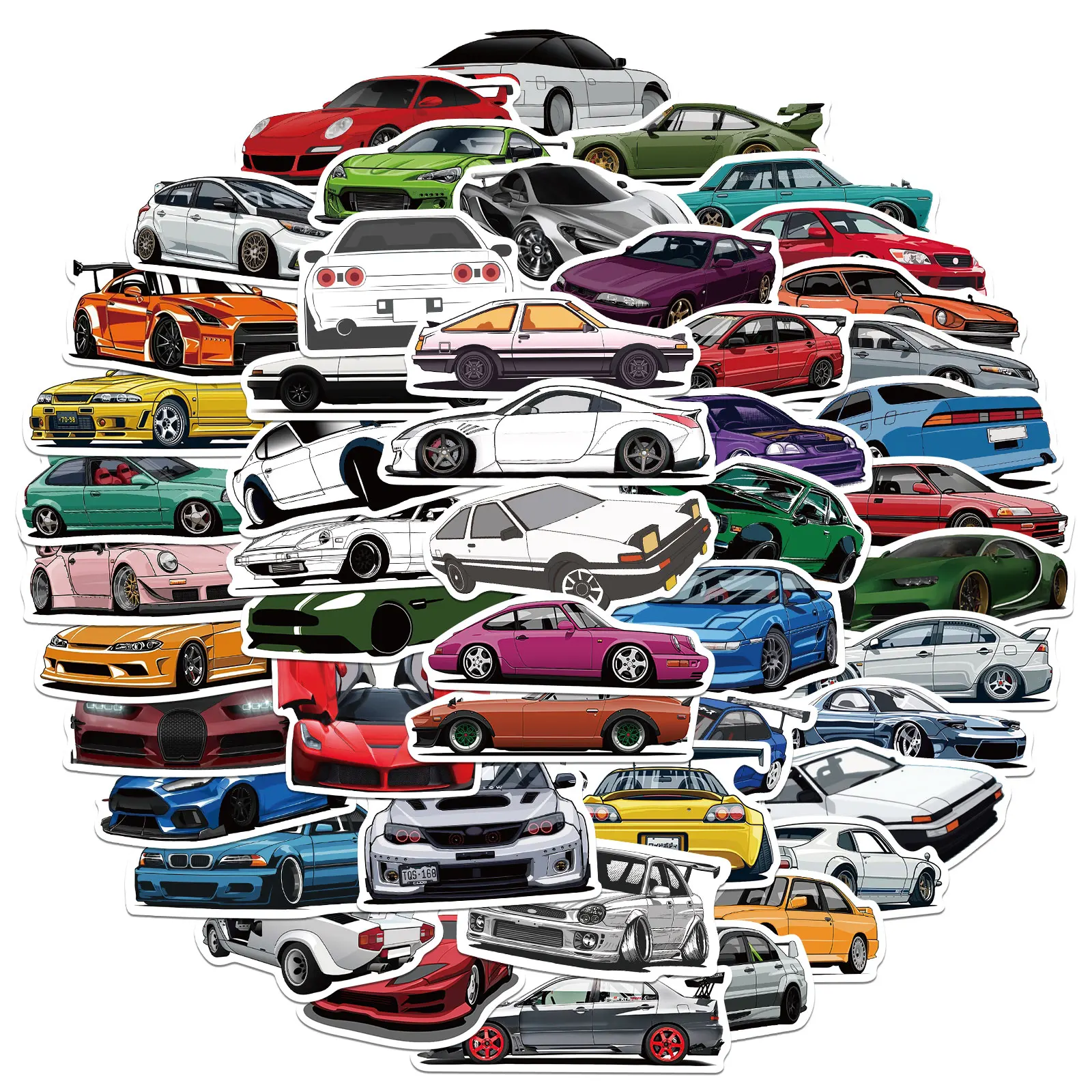 50PCS Retrofit Racing Car Graffiti Stickers Laptop Guitar Luggage Bike Skateboard Waterproof Sticker Decal Kid Toy
