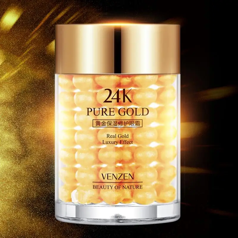VENZEN 24K Gold Eye Cream Moisturizing Anti Puffiness Anti Wrinkle Remove Dark Circle Anti-Aging Eye Care