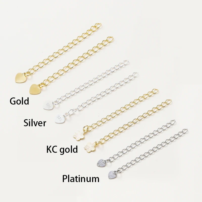 5pcs/lot 6cm 14K 18K Gold Plated Necklace Tail End Chain With Pendant extension Bracelet Chain For DIY Jewelry Craft Accessories