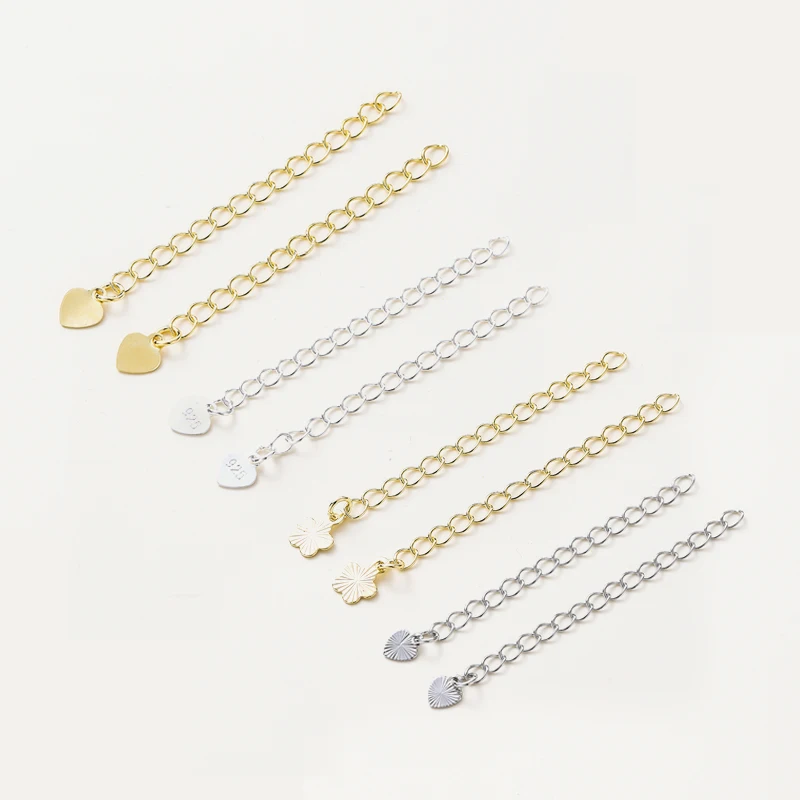 5pcs/lot 6cm 14K 18K Gold Plated Necklace Tail End Chain With Pendant extension Bracelet Chain For DIY Jewelry Craft Accessories