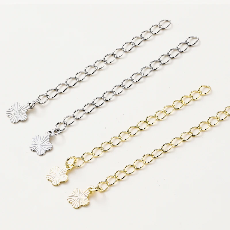 5pcs/lot 6cm 14K 18K Gold Plated Necklace Tail End Chain With Pendant extension Bracelet Chain For DIY Jewelry Craft Accessories