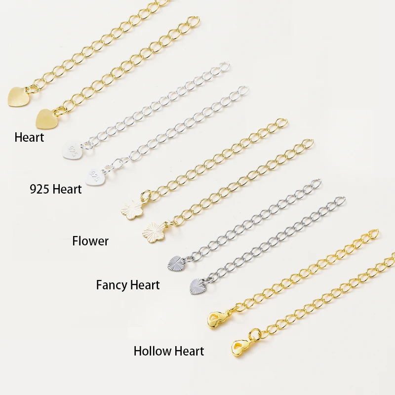 5pcs/lot 6cm 14K 18K Gold Plated Necklace Tail End Chain With Pendant extension Bracelet Chain For DIY Jewelry Craft Accessories