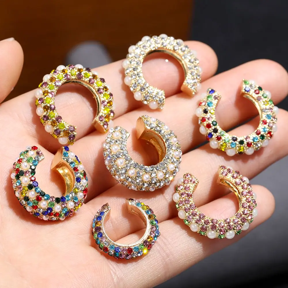 Accessorie No Pierced Rhinestone Dangle Jewelry Party CZ Cuff Earrings Statement C-shaped Cubic Zirconia Ear Cuff
