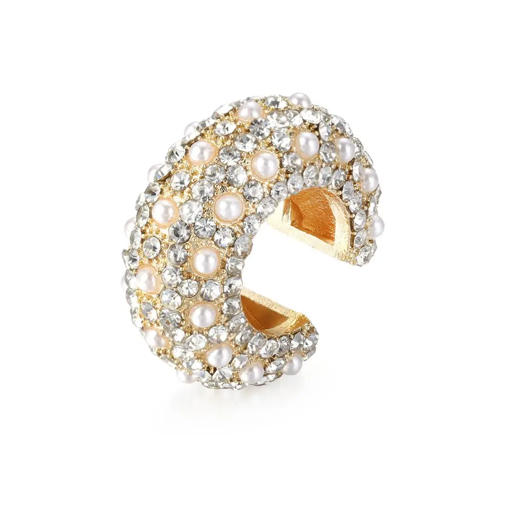 Accessorie No Pierced Rhinestone Dangle Jewelry Party CZ Cuff Earrings Statement C-shaped Cubic Zirconia Ear Cuff