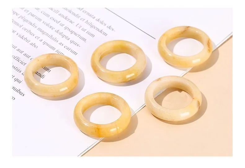 JD Natural Healing Crystal Band Rings Amethyst Agate Jasper Dainty Finger Solid Ring Women Men Fashion Minimalist Jewelry Gifts