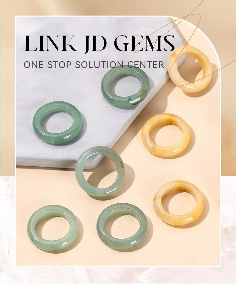 JD Natural Healing Crystal Band Rings Amethyst Agate Jasper Dainty Finger Solid Ring Women Men Fashion Minimalist Jewelry Gifts
