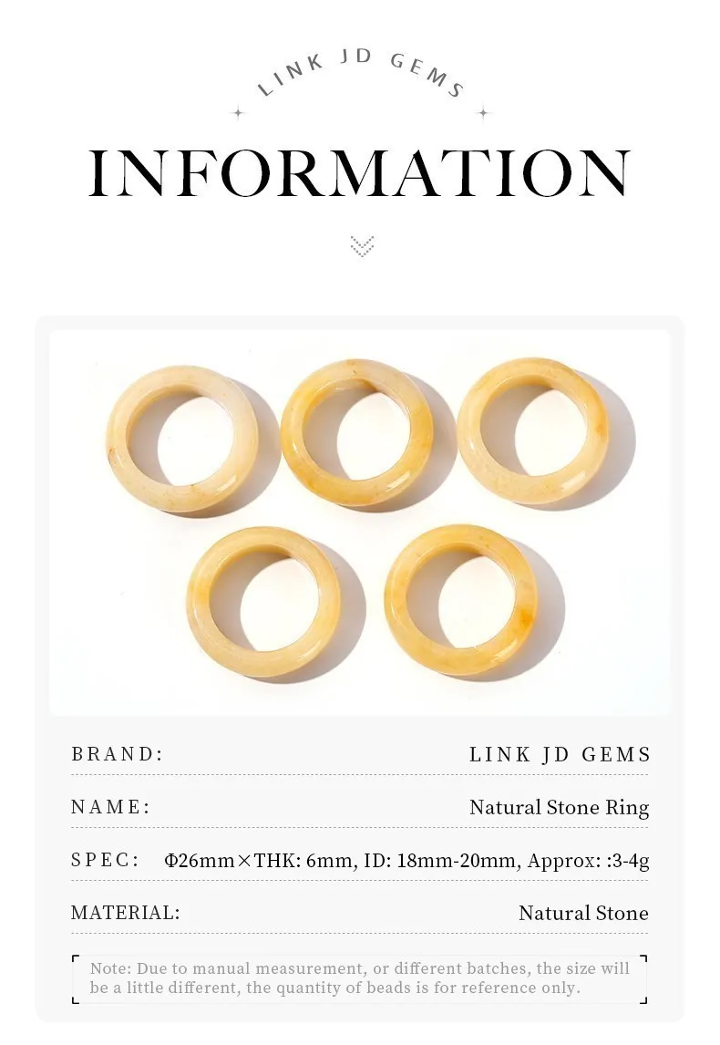 JD Natural Healing Crystal Band Rings Amethyst Agate Jasper Dainty Finger Solid Ring Women Men Fashion Minimalist Jewelry Gifts