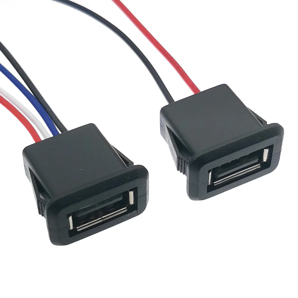 1/2/5pcs 2Pin 4Pin USB 2.0 Female Power Jack 2P 4P USB2.0 Charging Port Connector Data Interface with Cable USB Charger Socket