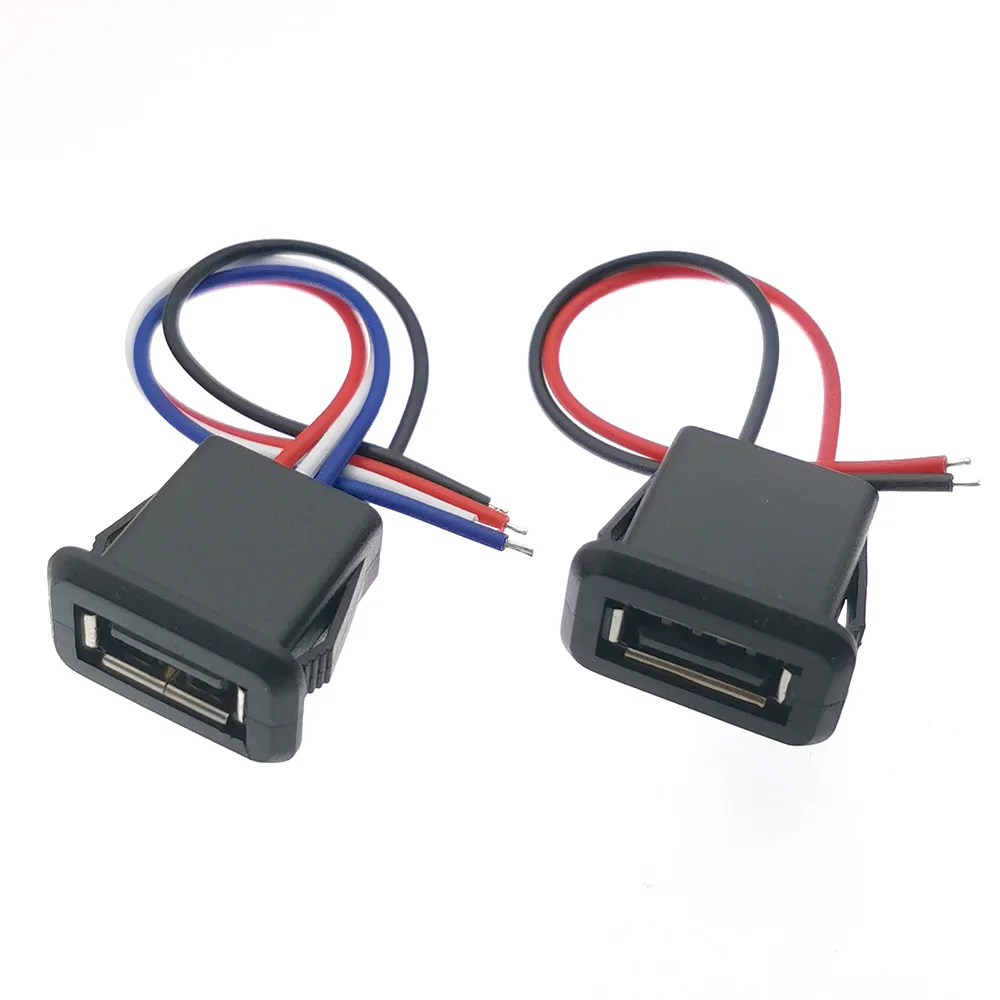 1/2/5pcs 2Pin 4Pin USB 2.0 Female Power Jack 2P 4P USB2.0 Charging Port Connector Data Interface with Cable USB Charger Socket