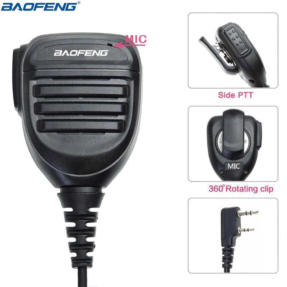 Baofeng Walkie Talkie Speaker Microphone Dual PTT Mic For UV-5R BF-888S UV 13 21 17 Pro UV-5RH Quansheng UV-K5 K6 Two Way Radio