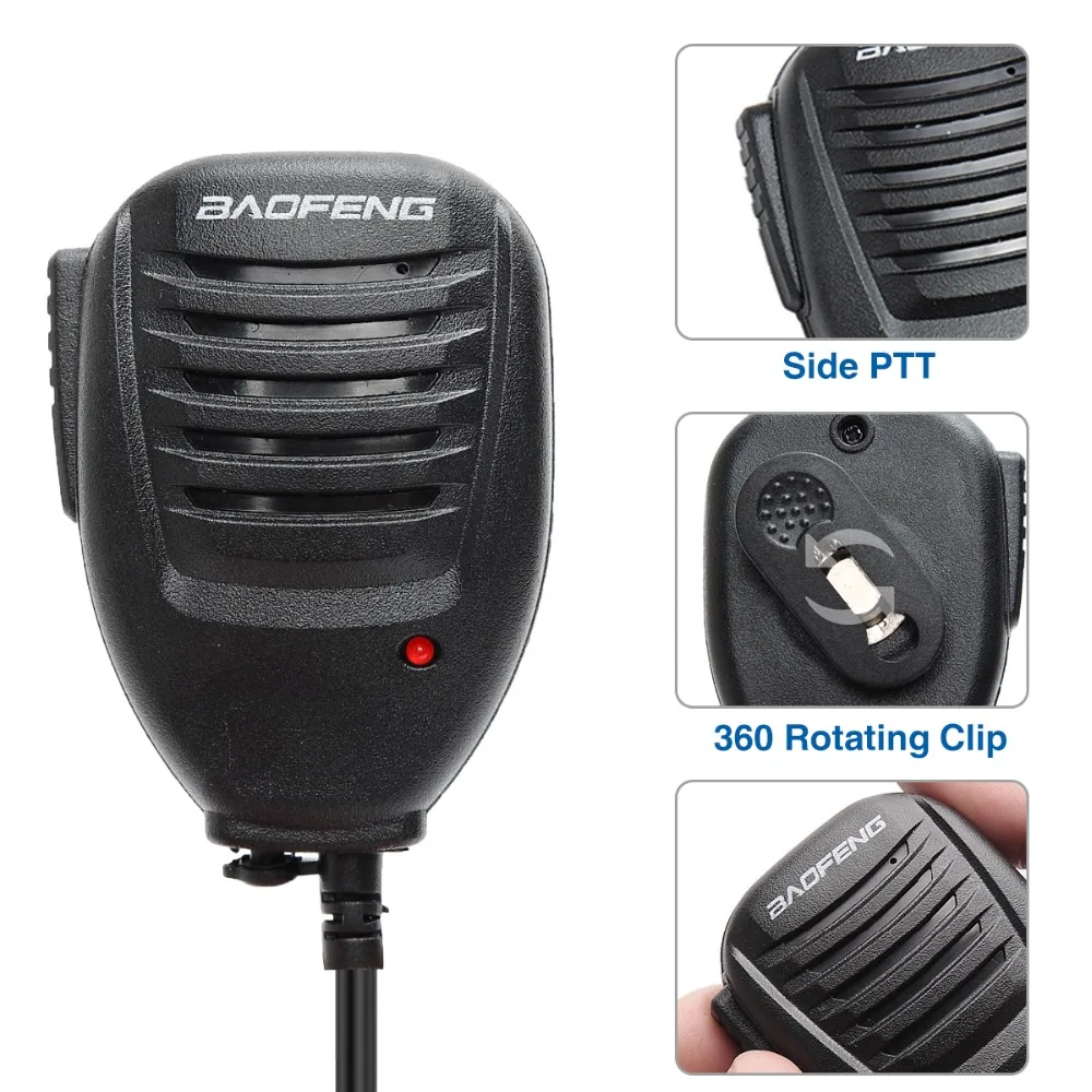 Baofeng Walkie Talkie Speaker Microphone Dual PTT Mic For UV-5R BF-888S UV 13 21 17 Pro UV-5RH Quansheng UV-K5 K6 Two Way Radio
