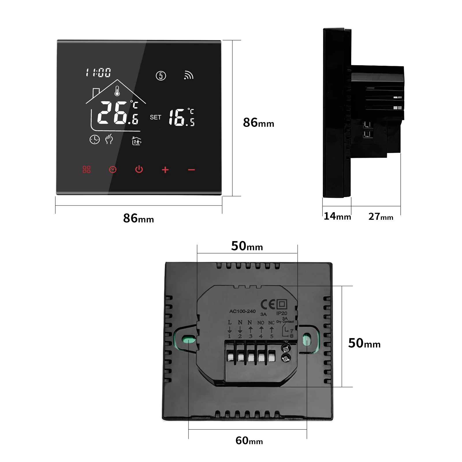MINCO HEAT M4A Warm Floor Thermostat Tuya WiFi 3A 16A Electric/Gas Boiler/Water Heating Temperature Controller 1PC
