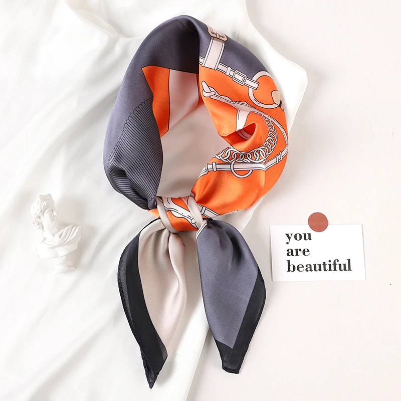 2023 Luxury Brand Silk Scarf Square Women Shawls And Wraps Office Small Hair Neck Hijabs Kerchief Foulard Ladies Scarves 70*70cm