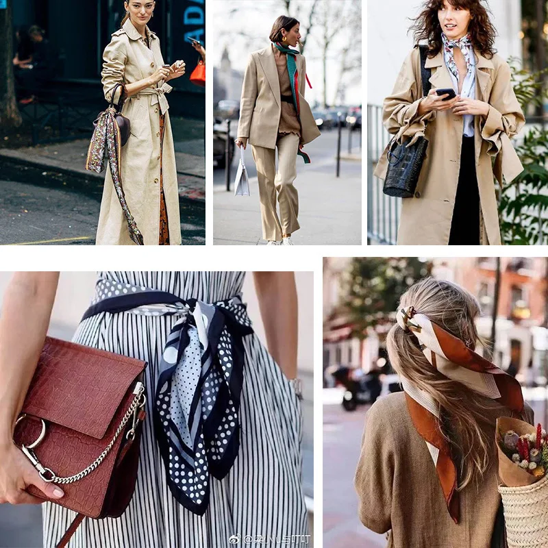 2023 Luxury Brand Silk Scarf Square Women Shawls And Wraps Office Small Hair Neck Hijabs Kerchief Foulard Ladies Scarves 70*70cm