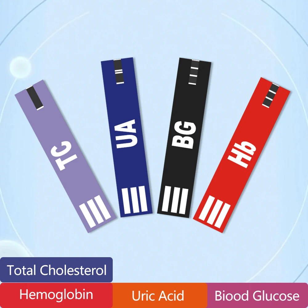 Medical Multi-Function Meter 4 in1 Cholesterol Uric Acid&Hemoglobin Blood Glucose Test strips kit for Diabetes Gout with Lancets