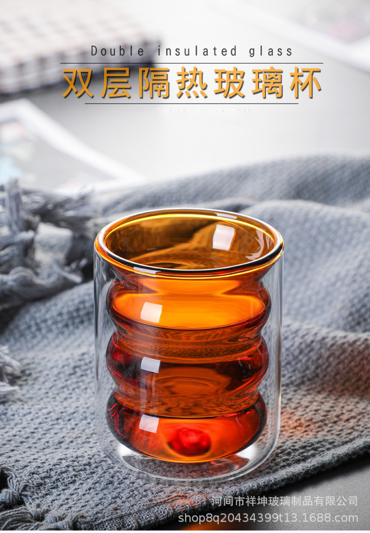 Double Wall Glass Cup Colored Spiral Milk Creative Drinkware Home Coffee Office Juice Coffee Teacup Drinking Water Shot Mugs