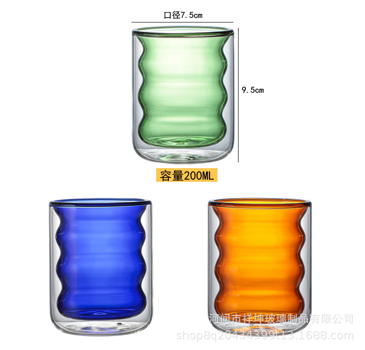 Double Wall Glass Cup Colored Spiral Milk Creative Drinkware Home Coffee Office Juice Coffee Teacup Drinking Water Shot Mugs