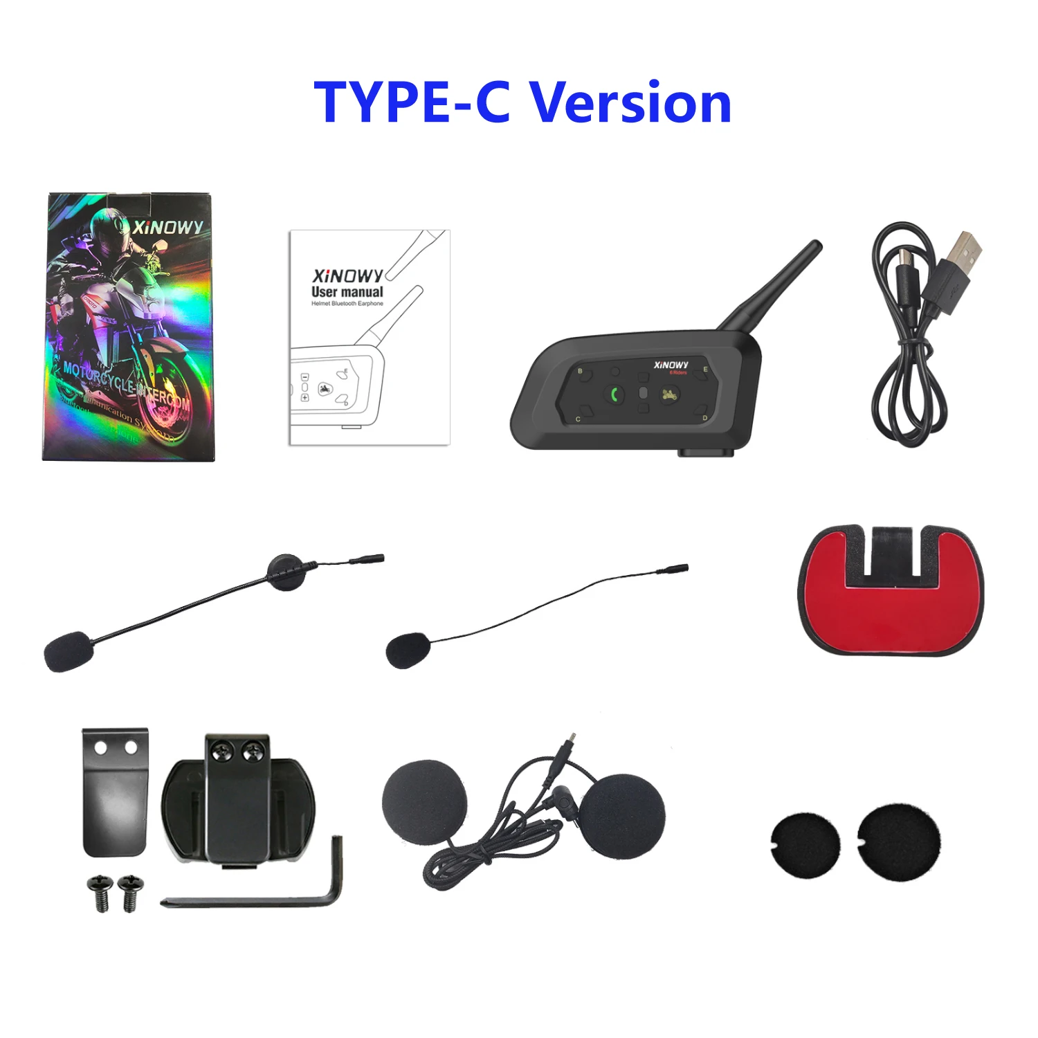 XINOWY V6 PRO Motorcycle Helmet Bluetooth Intercom Headset 800M Interphone Communicator for 6 Riders Music Player Waterproof