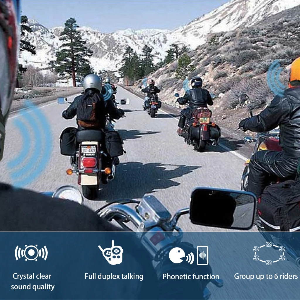 XINOWY V6 PRO Motorcycle Helmet Bluetooth Intercom Headset 800M Interphone Communicator for 6 Riders Music Player Waterproof