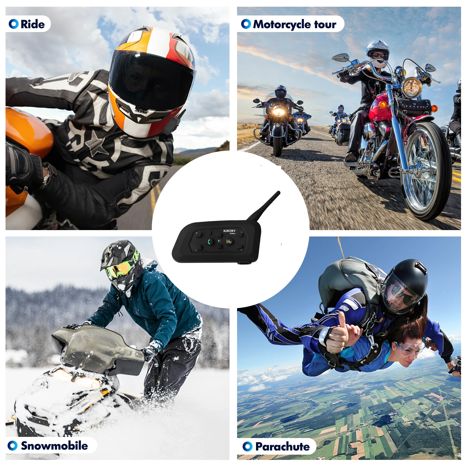 XINOWY V6 PRO Motorcycle Helmet Bluetooth Intercom Headset 800M Interphone Communicator for 6 Riders Music Player Waterproof