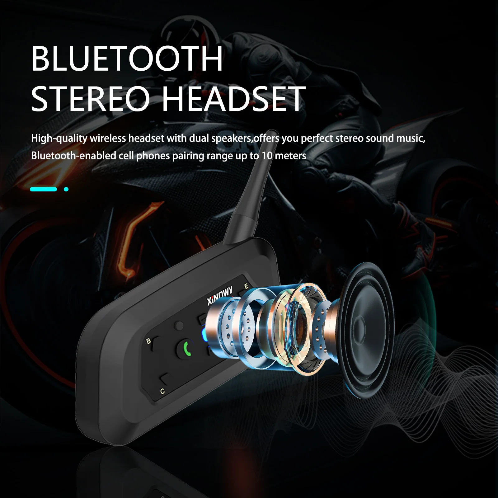 XINOWY V6 PRO Motorcycle Helmet Bluetooth Intercom Headset 800M Interphone Communicator for 6 Riders Music Player Waterproof