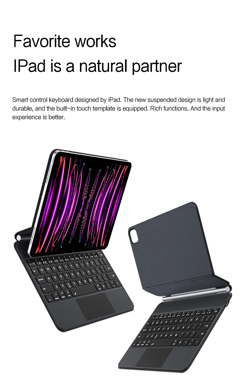Magic Keyboard For iPad Pro 12.9 2022 2021 2020 2018 3rd 4th 5th 6th Generation Case Keyboard Hebrew Portuguese German Russian