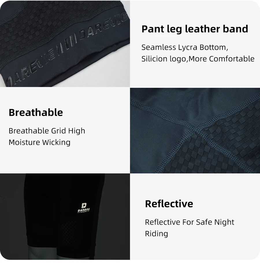 DAREVIE Cycling Shorts 3D Gel Pad Mens Cycling Shorts Breathable Mountain 6 Hours Ride MTB Road Womens Downhill Cycling Shorts