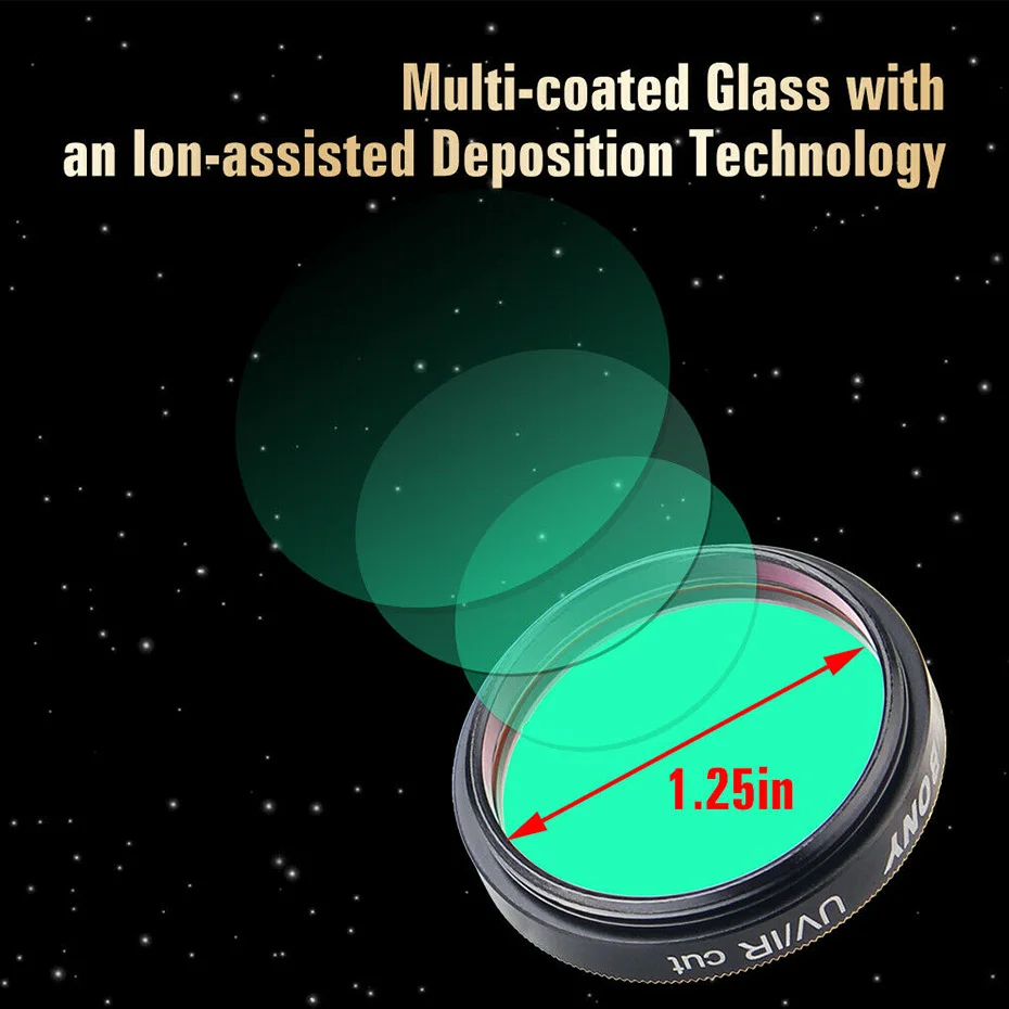 Svbony UV IR Cut Telescope Filter 1.25/2 Inch Threads Infra Red Filter for CCD Camera Eyepieces and Astronomical Camera