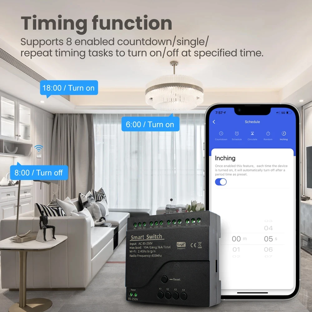 Tuya Smart Wifi Switch Module 12V 24V 220V RF 433 Remote Control Appliance Control Module 4CH Relay Work With Alexa Google Home