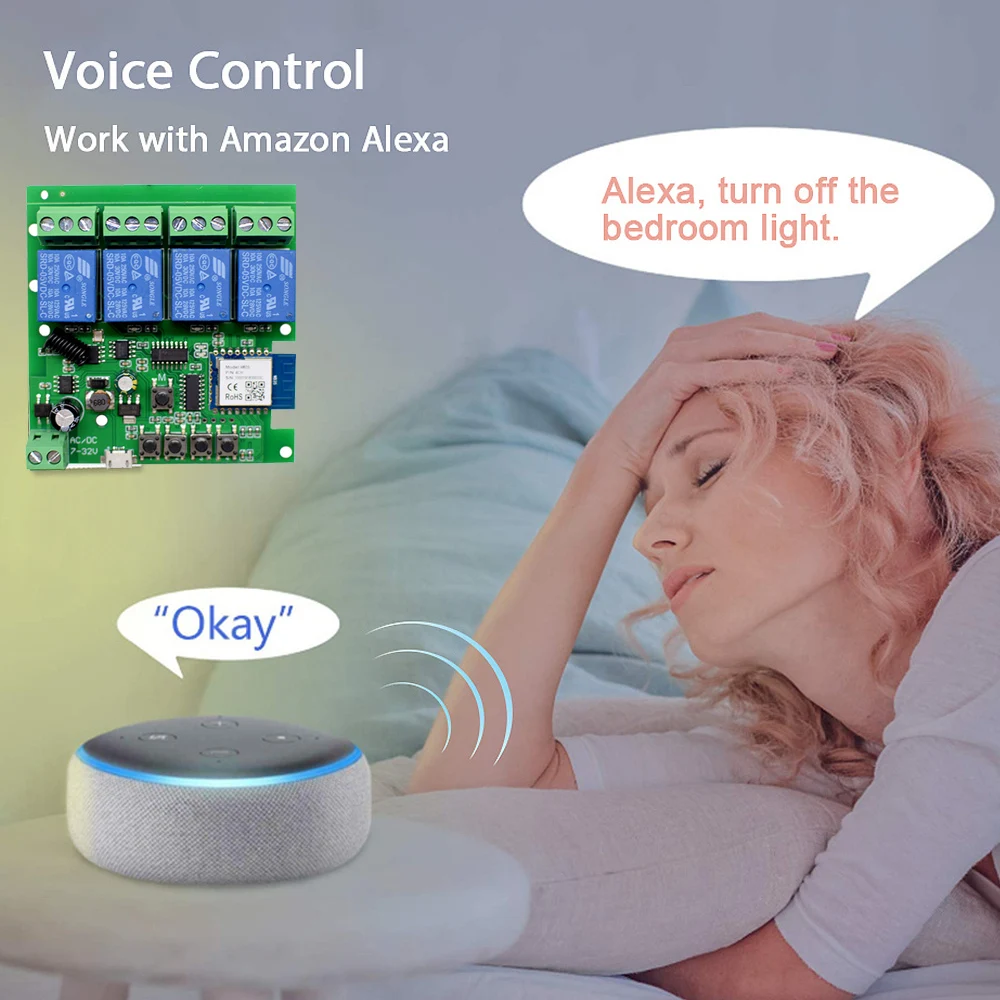 Tuya Smart Wifi Switch Module 12V 24V 220V RF 433 Remote Control Appliance Control Module 4CH Relay Work With Alexa Google Home