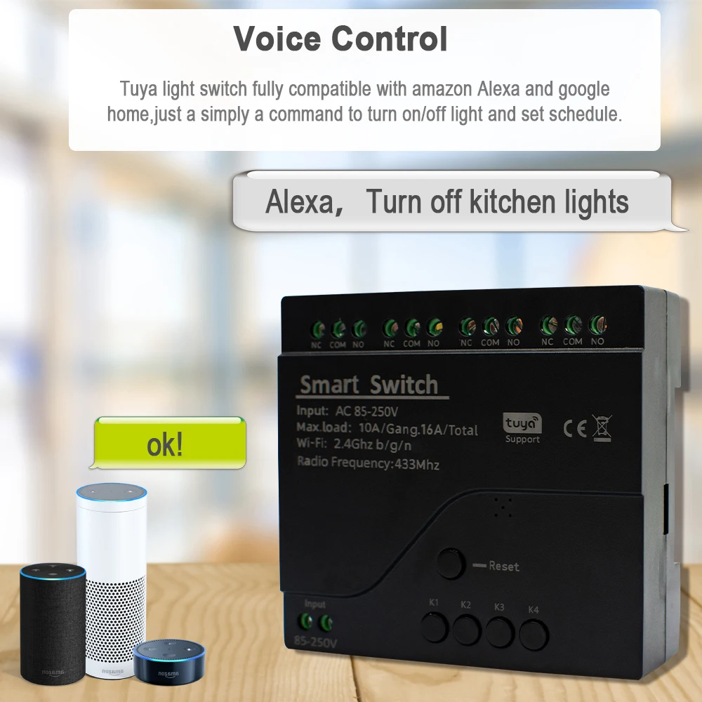 Tuya Smart Wifi Switch Module 12V 24V 220V RF 433 Remote Control Appliance Control Module 4CH Relay Work With Alexa Google Home