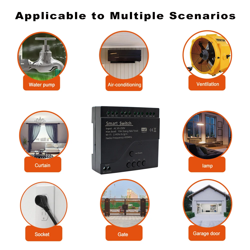 Tuya Smart Wifi Switch Module 12V 24V 220V RF 433 Remote Control Appliance Control Module 4CH Relay Work With Alexa Google Home